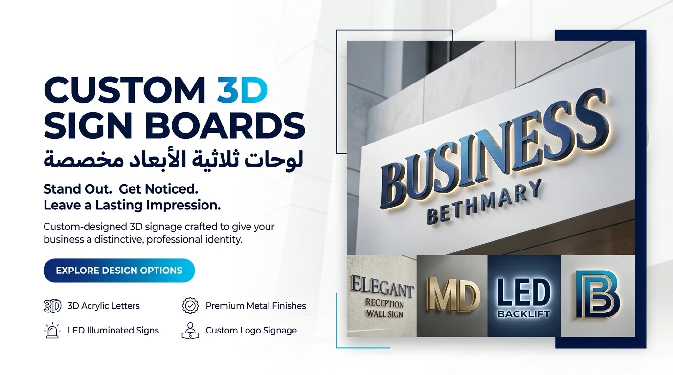 Custom 3D Sign Boards لوحات ثلاثية الأبعاد مخصصة
